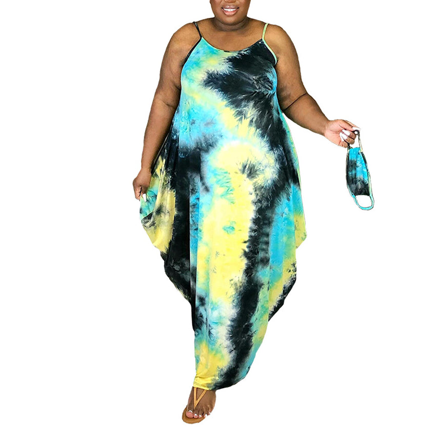 Plus Size Tie Dye Wholesale Maxi Dress