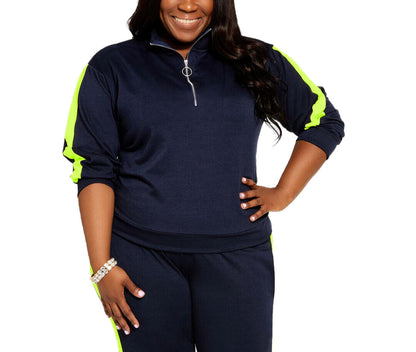 Plus Size Tracksuit Zipper Top And Trousers