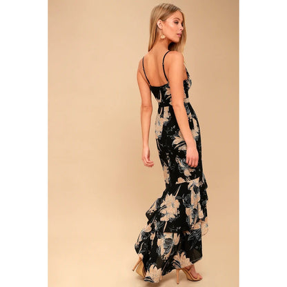 Asymmetrical Floral Cami Wholesale Maxi Dresses