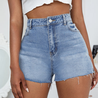 High Wasit Trimmed Denim Bulk Shorts