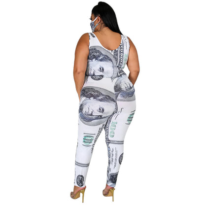 Dollar Print Wholesale Plus Size Sets For Women