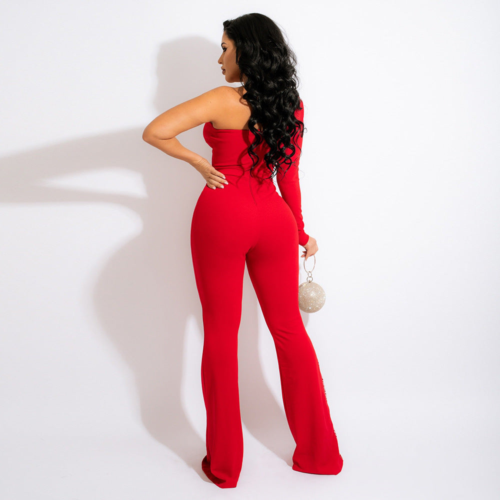 Side Perspective Diagonal Shoulder Wholesale Jumpsuits For Valentine'S Day