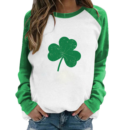 St Patricks Day Shamrock Printed Wholesale Blouses Long Sleeve