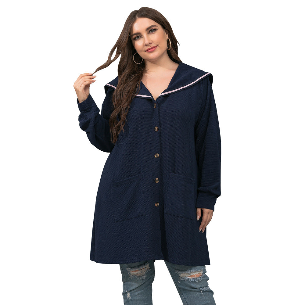 Plus Size Navy Collar Loose Dress Women Wholesale