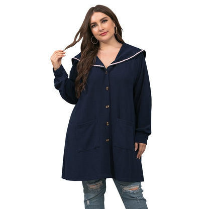 Plus Size Navy Collar Loose Dress Women Wholesale