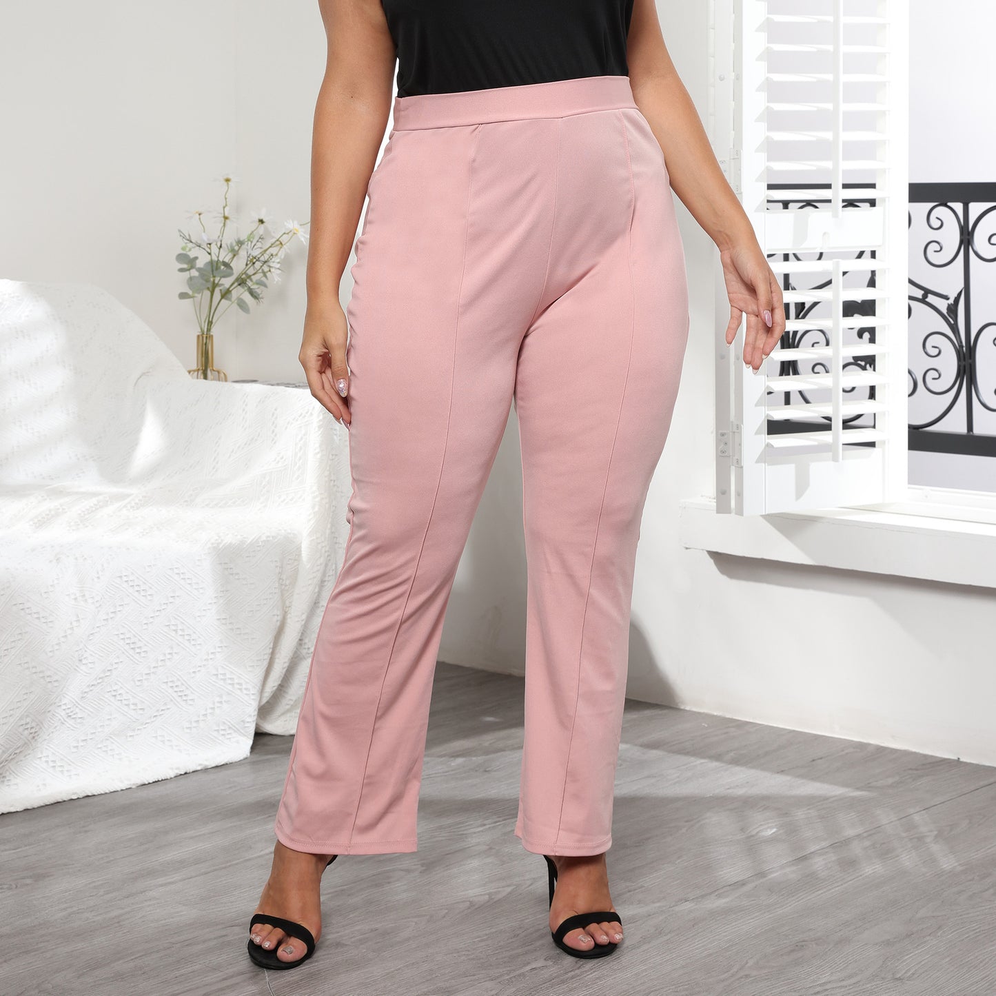 Solid Color Wholesale Plus Size Clothing Women Pants Office Wearing