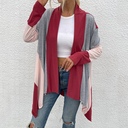 Irregular Color Blocking Women Wholesale Cardigans