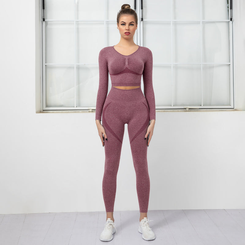 Seamless Knitted Yoga Suit Wholesale Activewear Women'S Sports Fitness Two-Piece Outfits