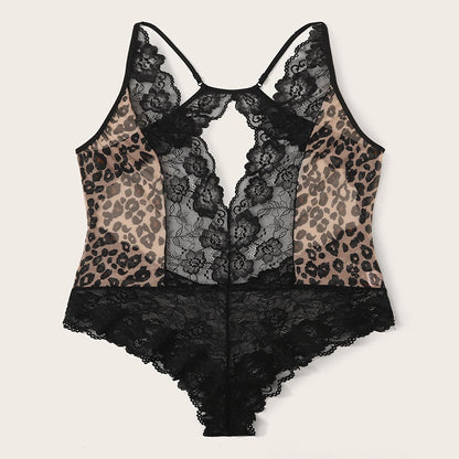 Temptation Uniform Leopard Wholesale Plus Size Pajamas One-Piece Bodysuit