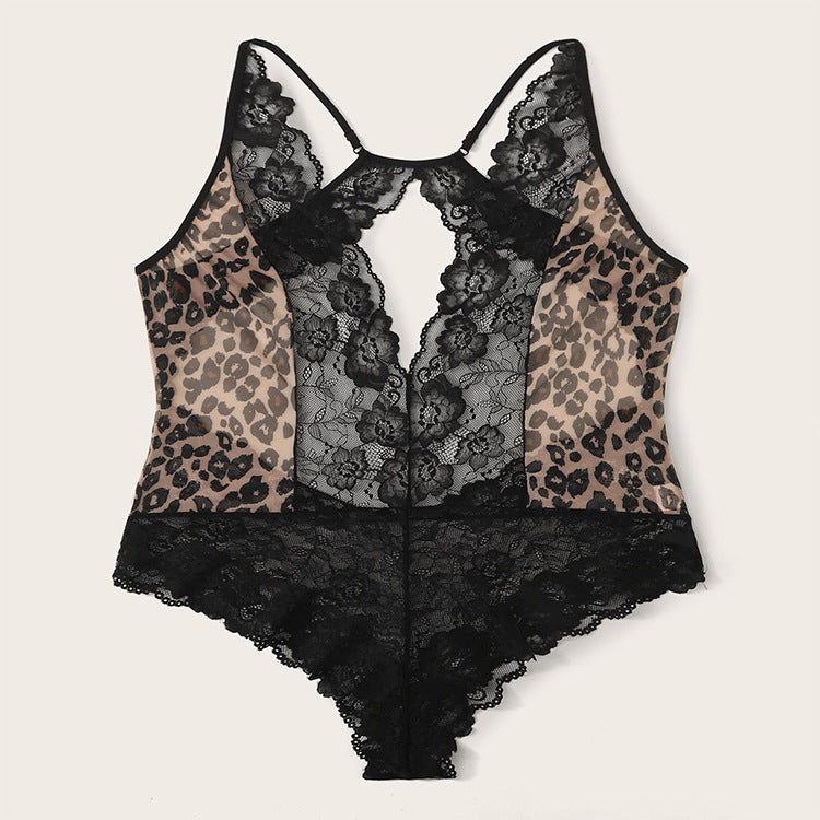 Temptation Uniform Leopard Wholesale Plus Size Pajamas One-Piece Bodysuit