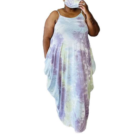 Plus Size Tie Dye Wholesale Maxi Dress