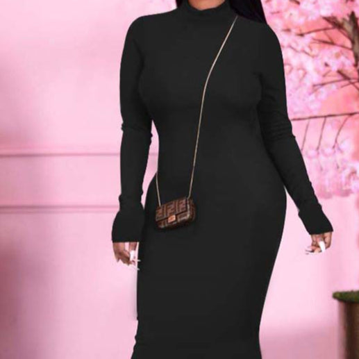 Full Sleeve Hollow Out Backless Skinny O-Neck Maxi Dress