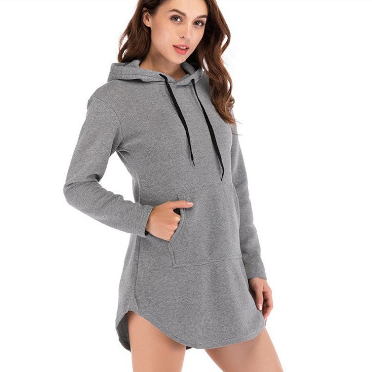 Hot Sale Fleece Mid-Length Pocket Hooded Women's Clothing Wholesale