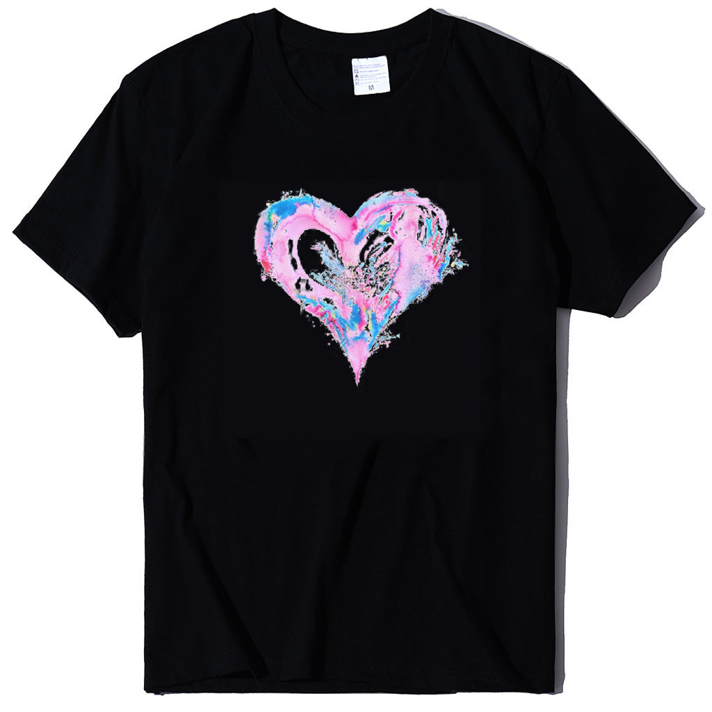 Valentine'S Day Short Sleeve Wholesale T Shirts Fashion Heart Printed