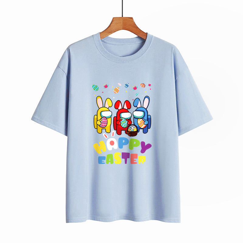 Short Sleeve Easter Graphic Print Wholesale T-shirt Tops Summer