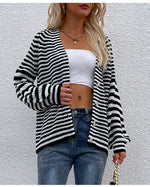 Striped Knitted Twist Cardigan Wholesale Women Clothing