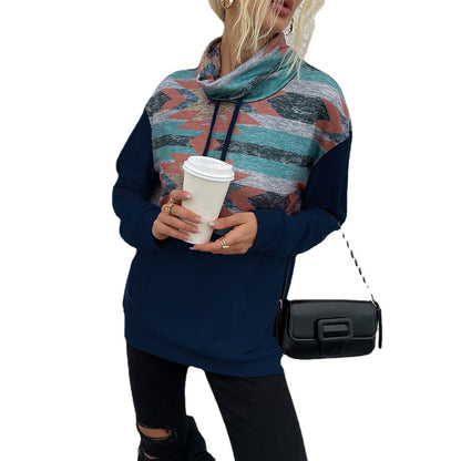 Pile Collar Geomatric Wholesale Women Sweatshirt