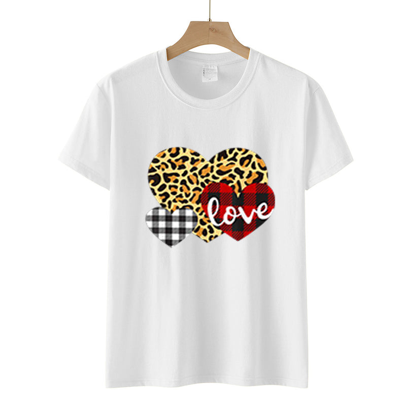 Heart Printed Wholesale T Shirts Short Sleeve Valentine'S Day