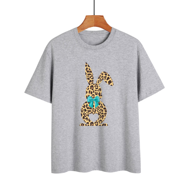 Happy Easter Leopard Print Wholesale T-shirts Tops ST203823