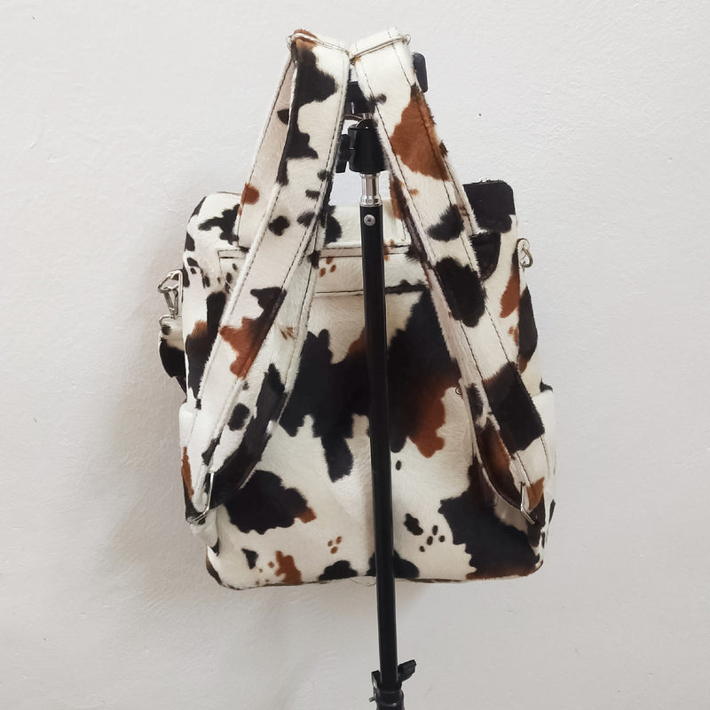 Cow Leopard Print College School Backpack Bag Wholesale Women's Leather Bags