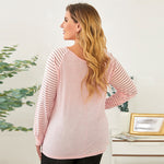 Loose Wholesale Plus Size Tops Casual Solid Color Striped T-Shirts