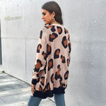 Women Wholesale Clothing Outwear Leopard Pattern Knitted Long Cardigan