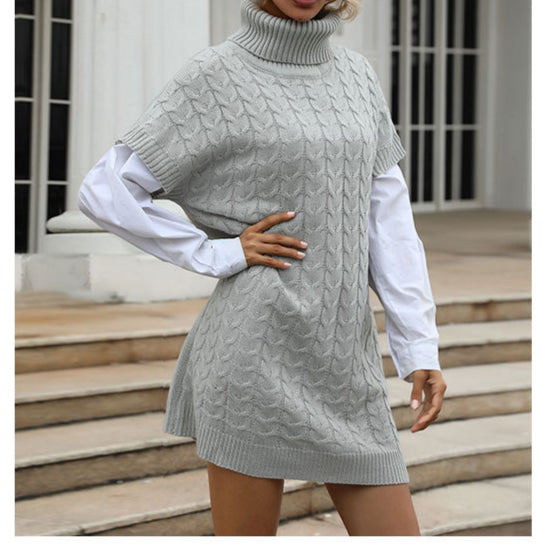 Knitted Vest Type Turtleneck Sweater Skirt Women Wholesale