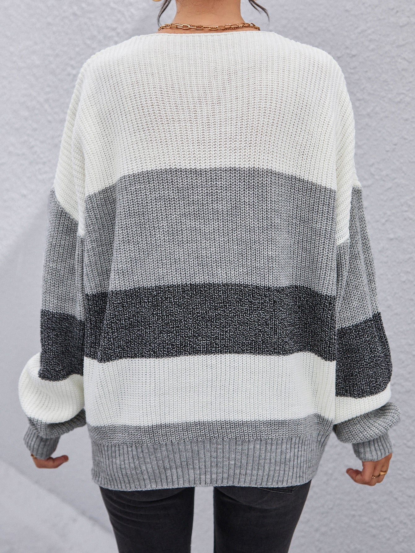 Splicing Clashing Knit Sweater Wholesale Women Clothing