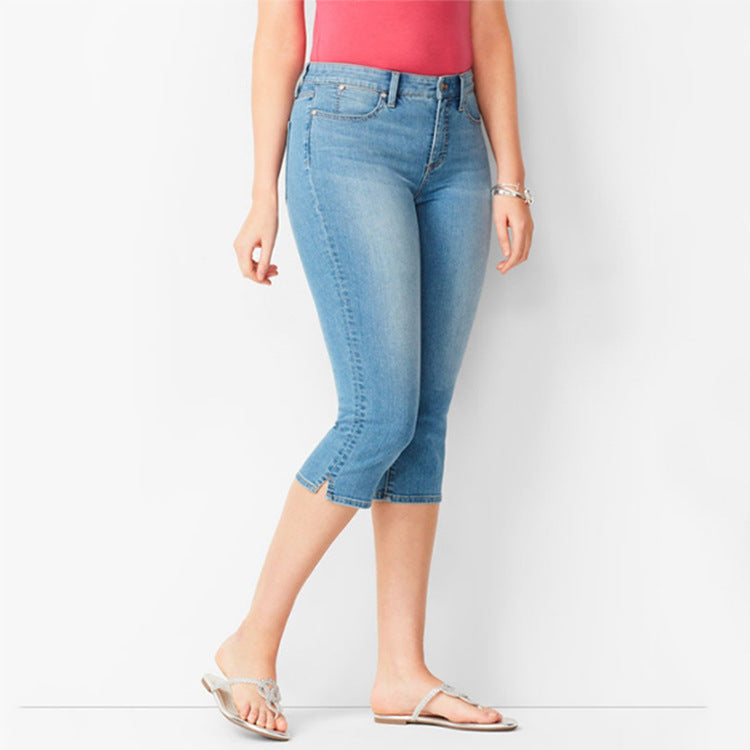 Slim Slit Wholesale Capri Jeans For Women