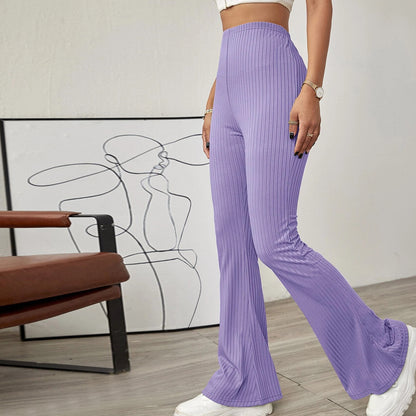 Solid Color Women'S High-Waist Wholesale Pants Knitted Casual Trousers