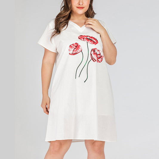 Flower Print Wholesale T Shirt Dress