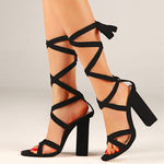 Thicker Straps Solid Lady High-Heeled Sandals