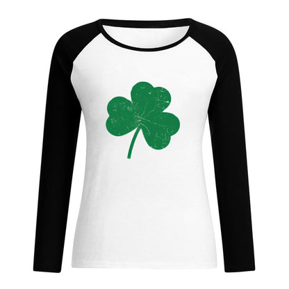 St Patricks Day Shamrock Printed Wholesale Blouses Long Sleeve