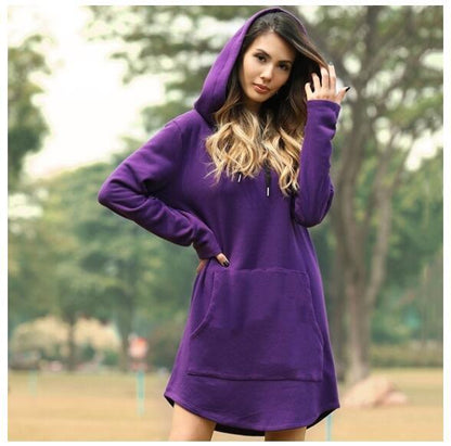 Loose Solid Color Wholesale Dresses Long-Sleeved Hoodie Dress