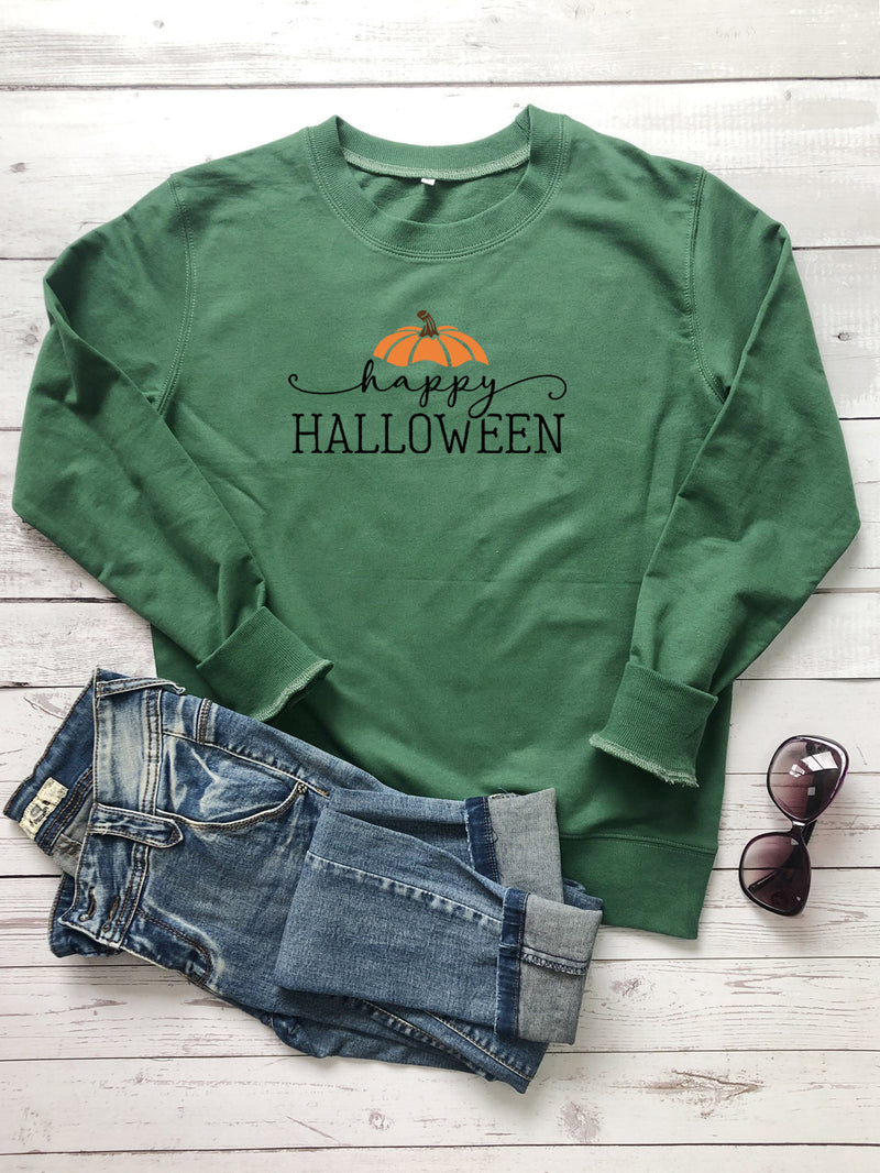 Halloween Pumpkin Alphabet Print Sweatshirt Female Wholesale