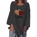 Love Print Loose Cotton Linen T-Shirt Women Wholesale