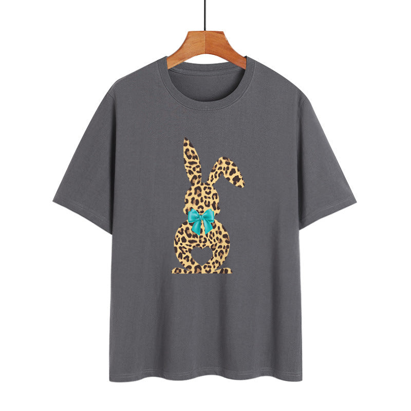 Happy Easter Leopard Print Wholesale T-shirts Tops ST203823