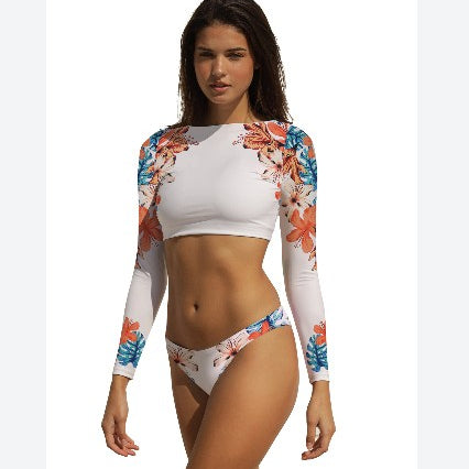 New Women Wholesale Two-Piece Long-Sleeved Printed Swimsuit Suit