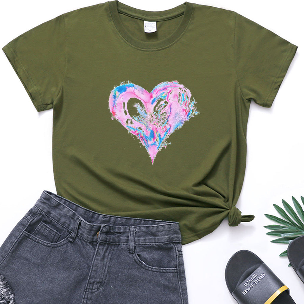 Valentine'S Day Short Sleeve Wholesale T Shirts Fashion Heart Printed