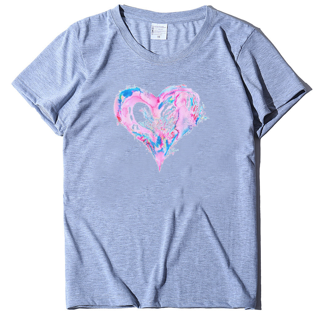 Valentine'S Day Short Sleeve Wholesale T Shirts Fashion Heart Printed