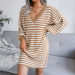Striped Knitted Dress Wholesale Women Clothing