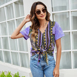 Printed Fashion V-Neck Wholesale T Shirts Round Neck Womens Tops Casual Reversible Wear