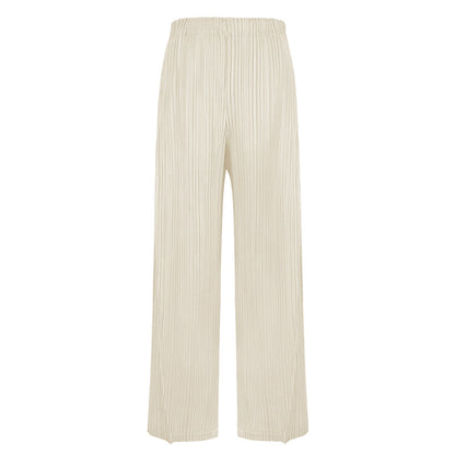 Ruched Solid Irregular Pocket Wide Leg Pants