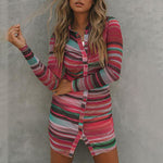 Striped Bodycon Dress Sexy Dress Colorful Womens Clothes