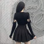 Tieback Sleeve Design Wholesale Crop Tops Gothic Punk Dark Style