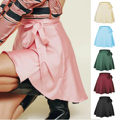 Summer Lace-up Chiffon Satin Wrap Skirt Wholesale Clothing