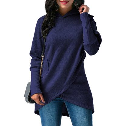 Loose Hooded Irregular Long Sleeve Sweatshirt For Women Wholesale