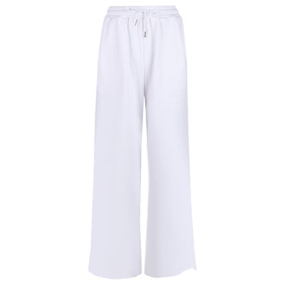 Casual Solid Drawstring Slit Pocket Wide Leg Pants