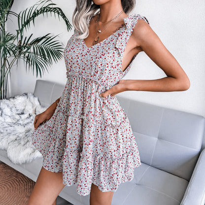 Printing Tie-Up Slim Wholesale Summer Dresses