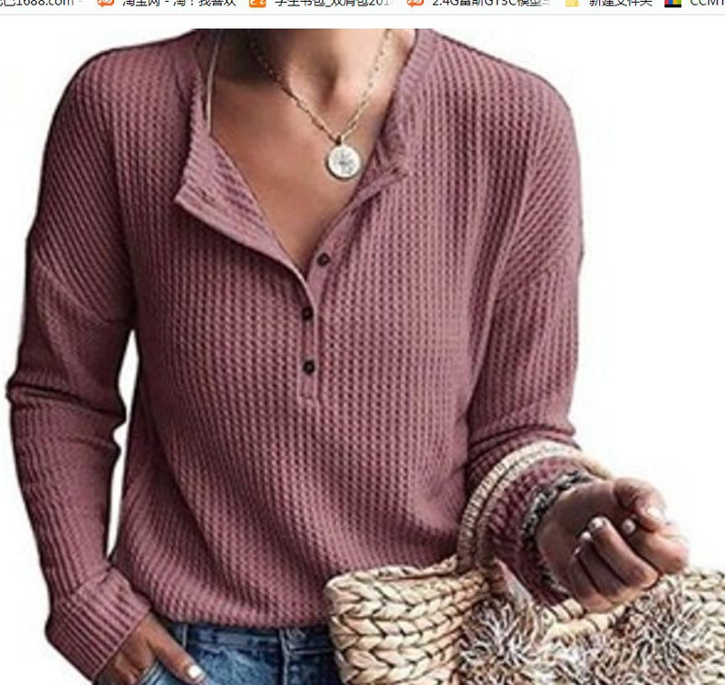Solid Color Button Long Sleeve T-Shirt Wholesale Clothing ST070012